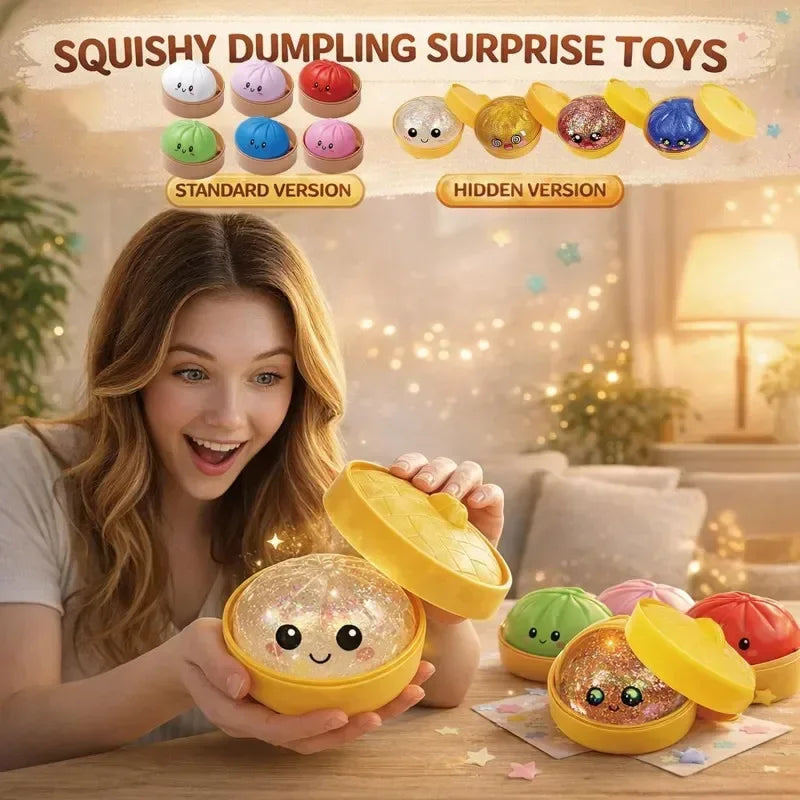 Ultra Rare Gold Glitter Dumpling Squishy | Stress Relief Toy