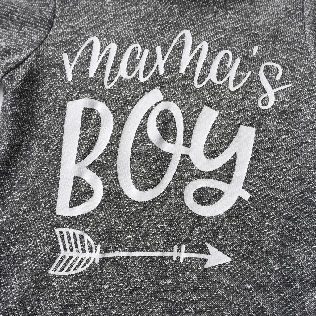 Adorable Baby Boy Clothes | Mama's Boy Hoodie & Plaid Pants Set