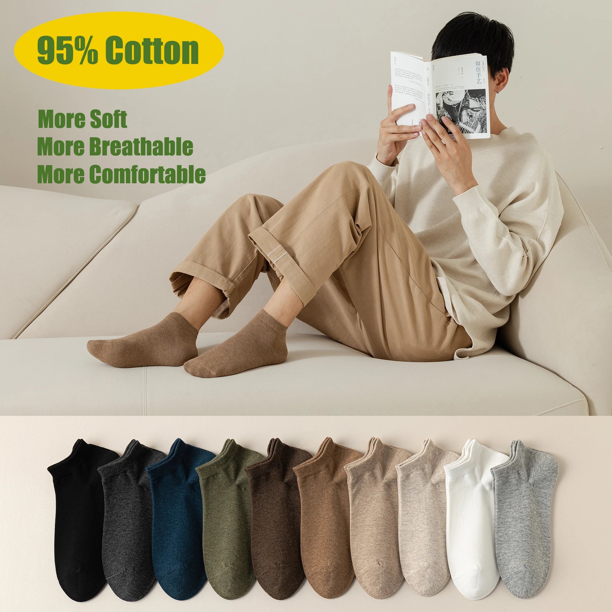 95% Cotton Ankle Socks | Casual Summer Boat Socks for All