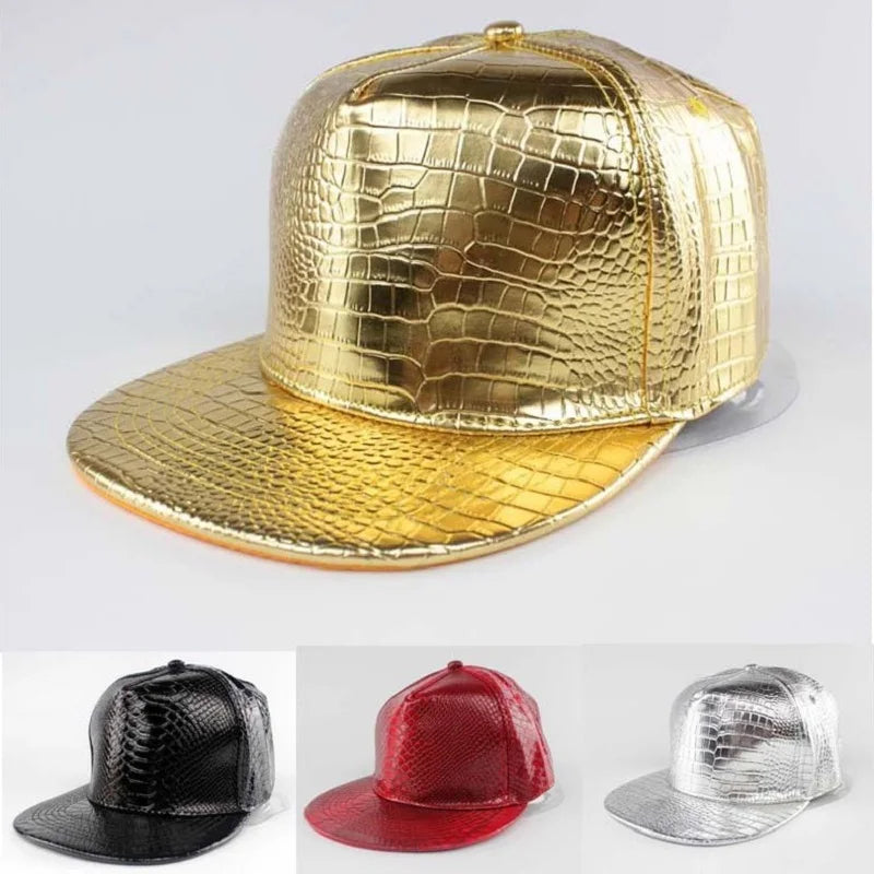 Shiny Crocodile Pattern Flat Edge Baseball Cap | Hip-Hop Style