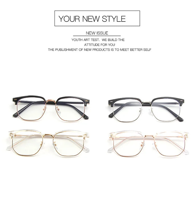 Trendy Unisex Square Anti-Blue Light Glasses | Metal Frame Eyewear