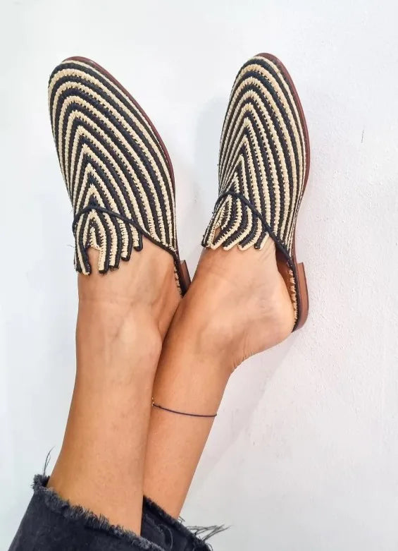 Handmade Raffia Mules | Stylish Moroccan Summer Flats